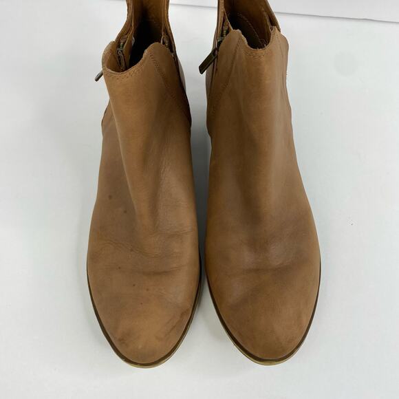 Lucky Brand Womens Brennon Leather Ankle Boots Tan Double Zipper size 9.5 - Picture 2 of 11